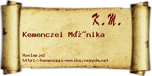 Kemenczei Mónika névjegykártya